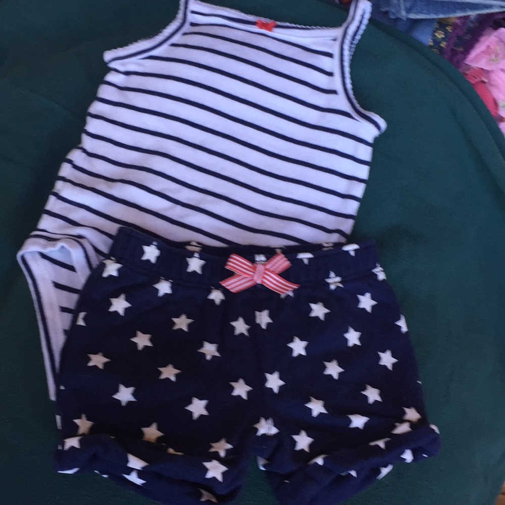 sz 3 mo 2 pc  NAVY patriotic bundle outfit shorts
